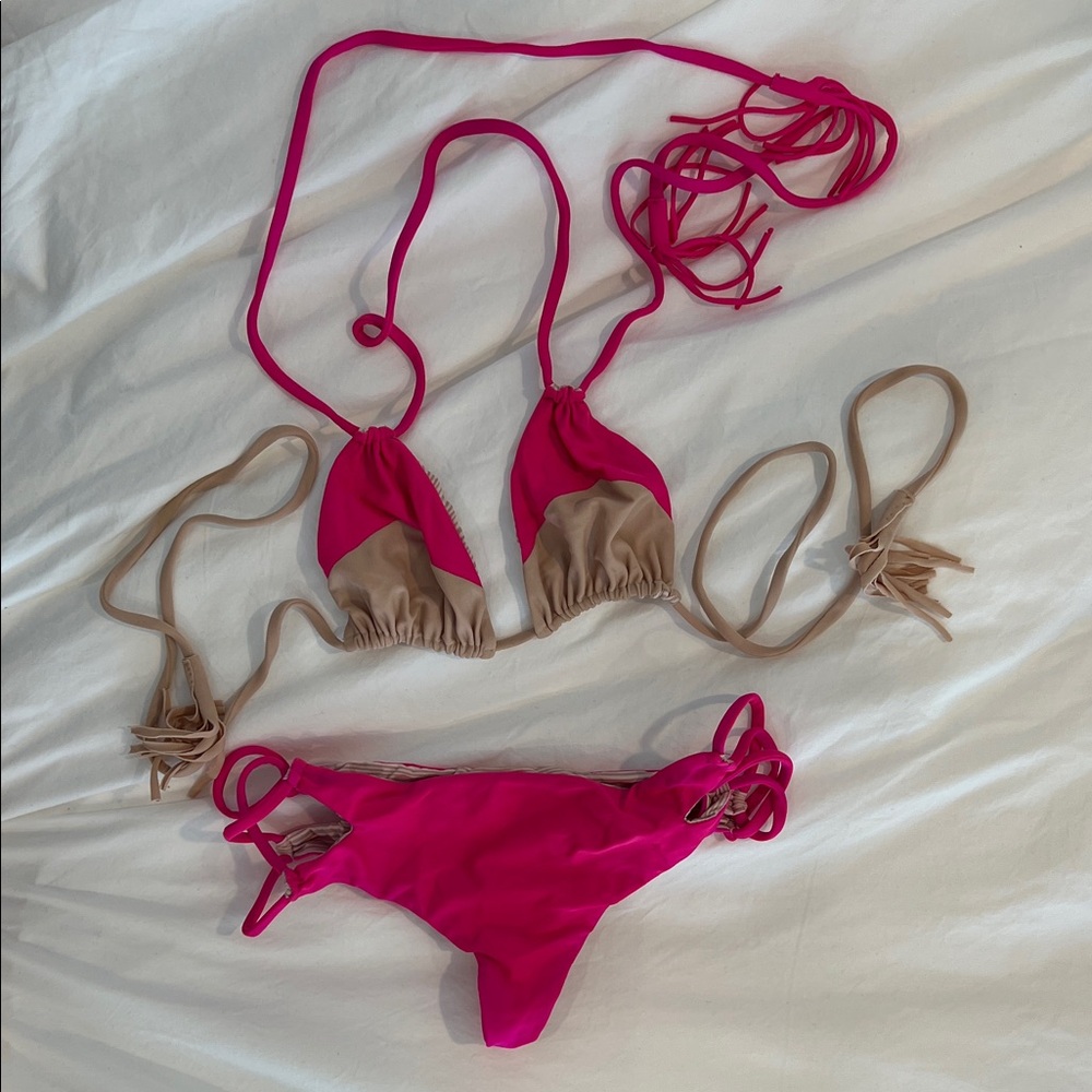 Acacia bikini set in pink. Cannons top Small + Kauai bottoms Small.